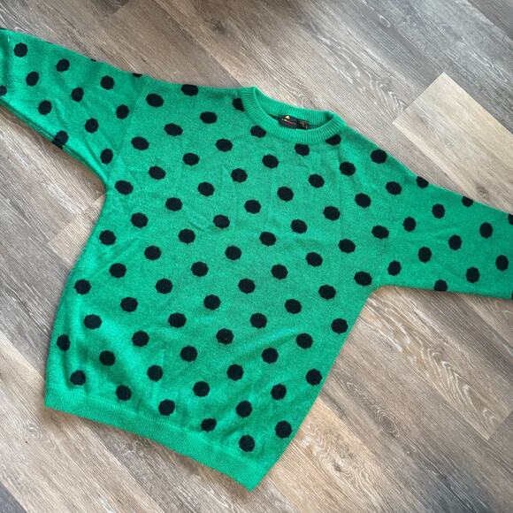 Vintage Green Polkadot Graphic Sweater | Liz Sport 1990s - Picture 5 of 5
